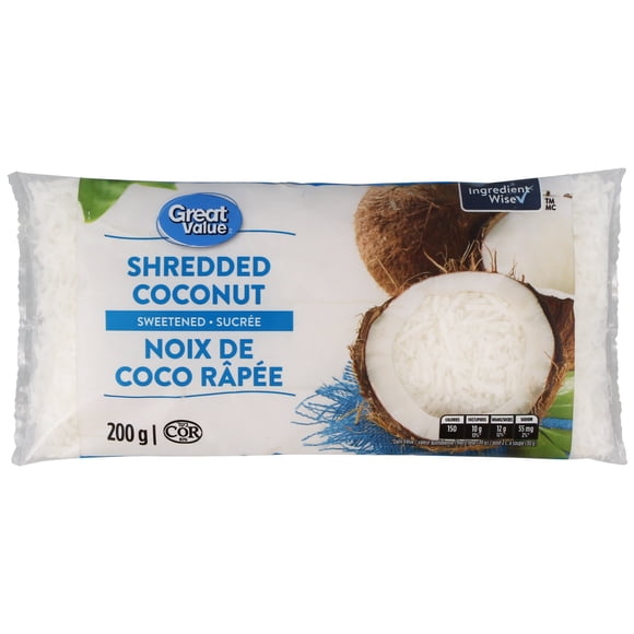 Noix de coco râpée sucrée Great Value 200g