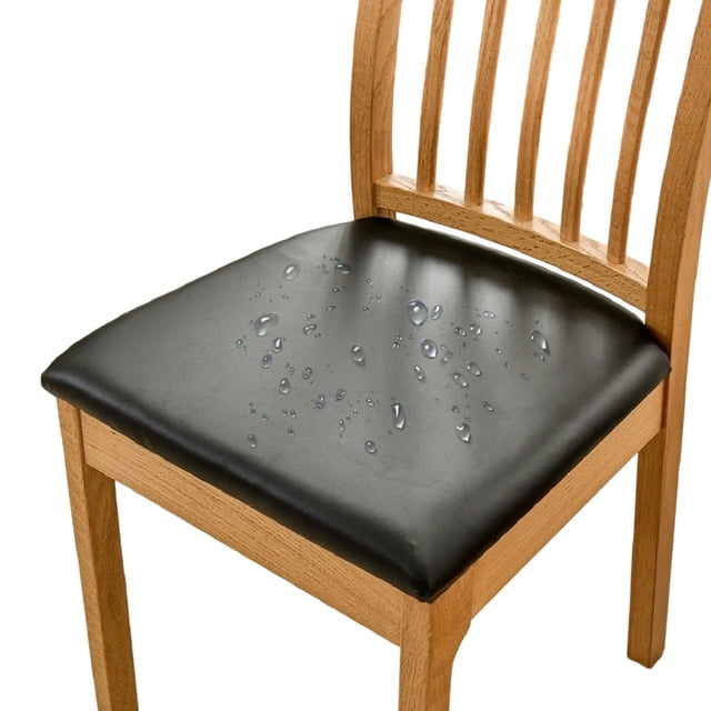 Qonioi Solid Color Brushed High Elastic Chair Cover, Waterproof Oil-Proof PU Leather Stretchable Slipcover, Durable Scratch-Resistant Universal Fit Seat Cover for Dining Chair Ottoman