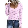 thumbnail image 1 of Birdeem Mode Femmes Décontracté Manches Longues Imprimé Col Rond T-Shirt Ample Blouse Tops, 1 of 1