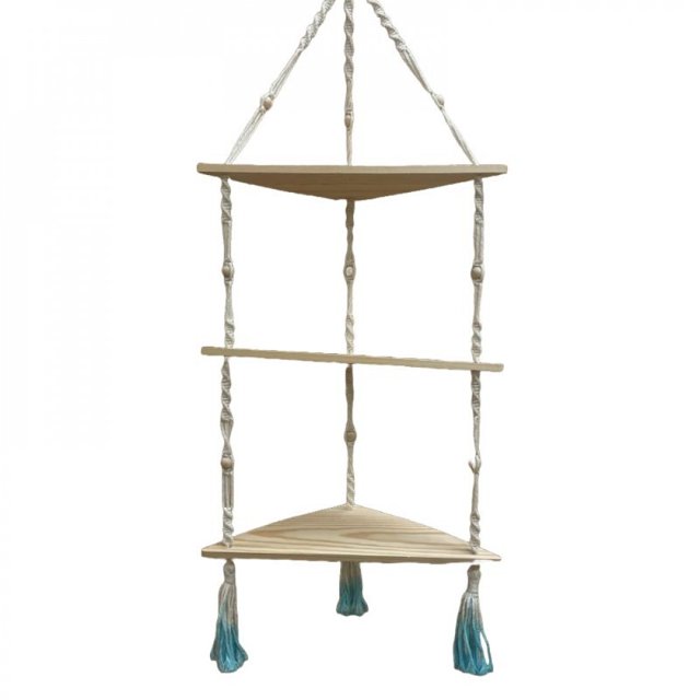 3 Étagères Triangulaires sur Cadre en Macramé