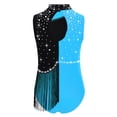 thumbnail image 4 of inhzoy Filles Enfants Robe de Patinage Artistique à Franges en Strass Justaucorps Sans Manches avec Jupe Justaucorps de Ballet Lyrique Tenue de Danse Bleu Clair 8, 4 of 5