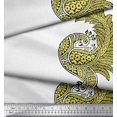 thumbnail image 2 of Soimoi Velvet Fabric Peacock Block Print Sewing Fabric Yard 58 Inch Wide, 2 of 3