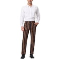 thumbnail image 2 of INSPIRE CHIC Pantalon Habillé à Rayures pour Homme d'Halloween Coupe Classique devant Plat Pantalon Habillé Décontracté 30 Brun Marine, 2 of 7