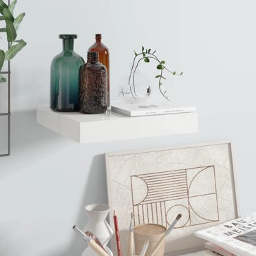vidaXL Tablette Murale Flottante Blanc Haute Brillance 23x23,5x3,8 cm MDF
