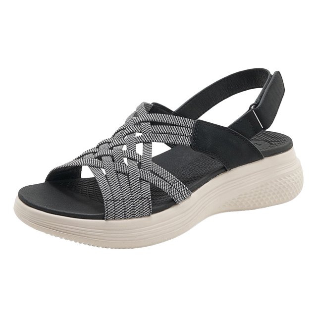 IUJSOY Platform Sandals for Women Cross Strap Open Toe Slingback Anti-Slip Beach Walking Shoes
