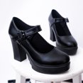 thumbnail image 3 of Women Casual High Heel Thick Heels Platform Pumps Ankle Work Buckle Strap Shoes, 3 of 8