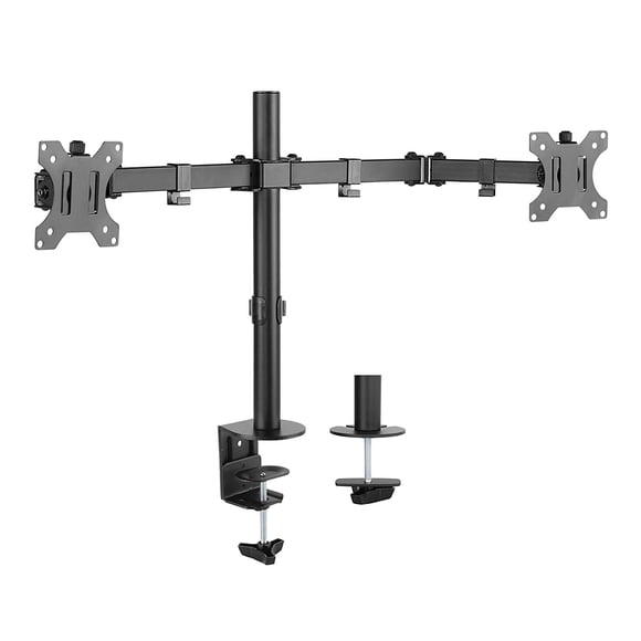 Support de Bureau à Double Bras pour Moniteur de 13 Pouces-32 Pouces / Entièrement Ajustable, Pivote, s'Oriente et s'Incline / Noir