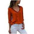 thumbnail image 1 of Timegard Button down Shirts for Women Plus Size Chiffon Lapel Neck Long Sleeve Tops Work Office Blouse, 1 of 6
