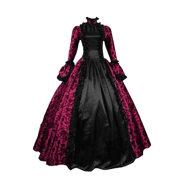 Pompotops Robes de Bal Rétro Gothiques à Imprimé Floral pour Femmes Automne Hiver