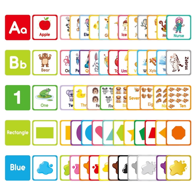 CJiaWei Flash Cards Set For Toddlers Learning 60pcs Flash Cards Early Childhood Educational Card Set A