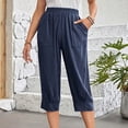 thumbnail image 2 of VEKDONE Womens Cotton Linen Capris Pants Navy XXXL, 2 of 9