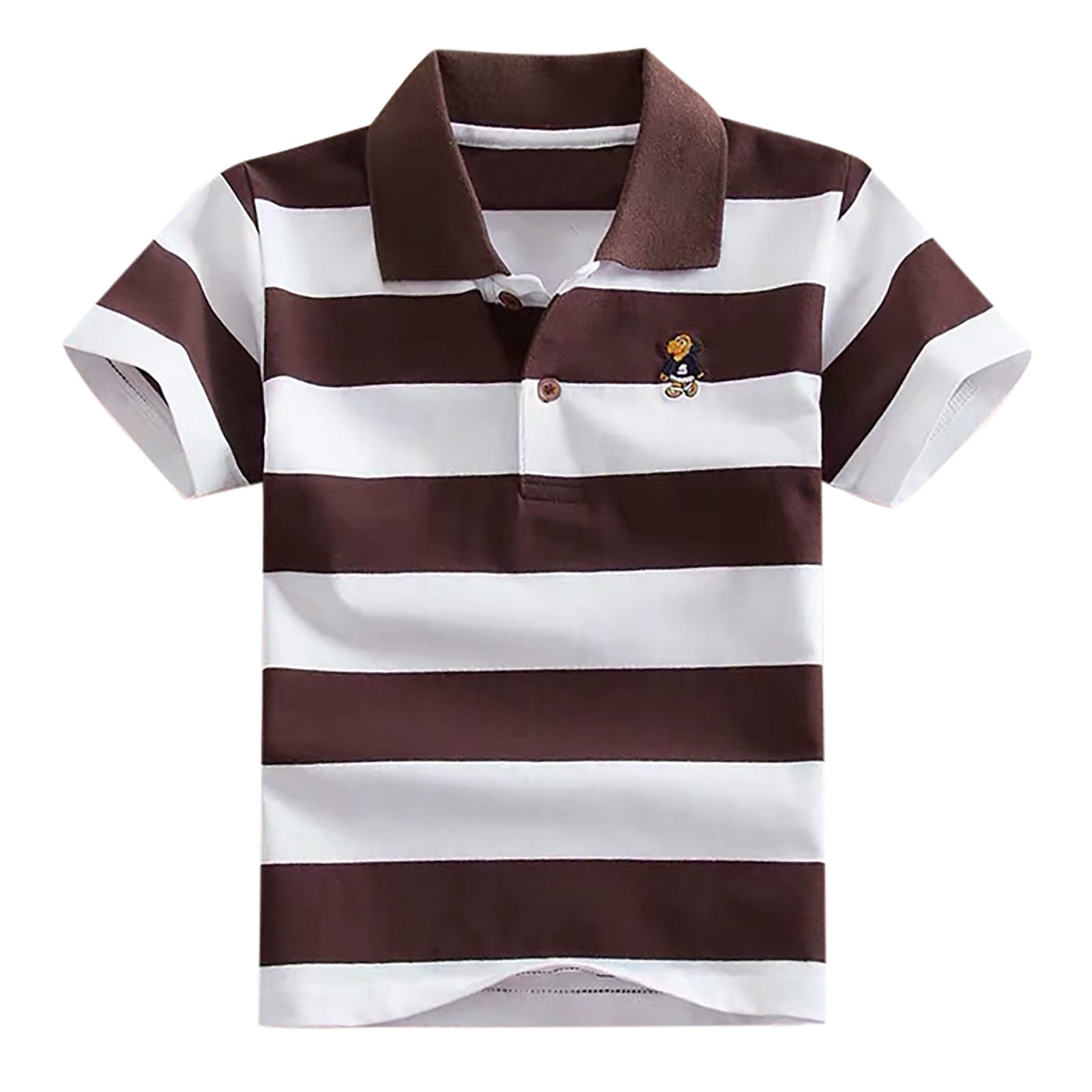 Chemise Polo pour Garçons Préados Rayée Chemises d'Uniforme pour Garçons Chemise à Manches Courtes Chemise Boutonnée pour Garçons Tenue pour Garçons 11-12 Ans