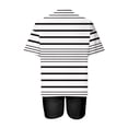thumbnail image 4 of Mikilon Ensemble Élégant pour Femmes 2 Pcs Mode Décontractée Rayé Imprimé Col Rond Épaule Tombante Short Ensemble Deux Pièces Blanc-A L, 4 of 4