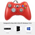 thumbnail image 2 of Manette Filaire LUXMO pour Xbox 360, pour Xbox 360 et PC Windows Windows 10/8.1/8/7 (Rouge), 2 of 14