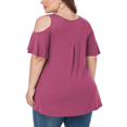 thumbnail image 3 of CHUANK Women‘s Plus Size Cold Shoulder Tunic Top Summer Short Sleeve Blouse, 3 of 7