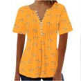 thumbnail image 1 of Blouses pour Femmes Haut Imprimé à Col en V Boutonné à Manches Courtes pour Femmes, 1 of 1
