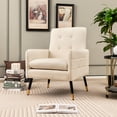 thumbnail image 4 of Costway Linen Fabric Accent Chair Modern Single Sofa Chair with Solid Metal Legs White, 4 of 8