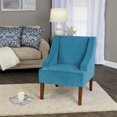 thumbnail image 3 of HomePop Traditional Wood and Velvet Swoop Arm Accent Chair in Blue, 3 of 13