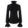 thumbnail image 1 of Womens Shirts Tops Long Sleeve With Punk Ruffles Fall Clothes for Women Tees Blouses Black Size XL, 1 of 3