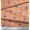 thumbnail image 3 of Soimoi Orange Silk Fabric Anchor Hook Nautical Print Fabric by Yard 42 Inch Wide, 3 of 3