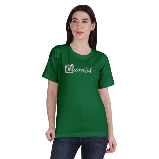 Inkmeso T-shirt à Col Rond Vacciné Pro-Vaccin en Coton pour Femmes