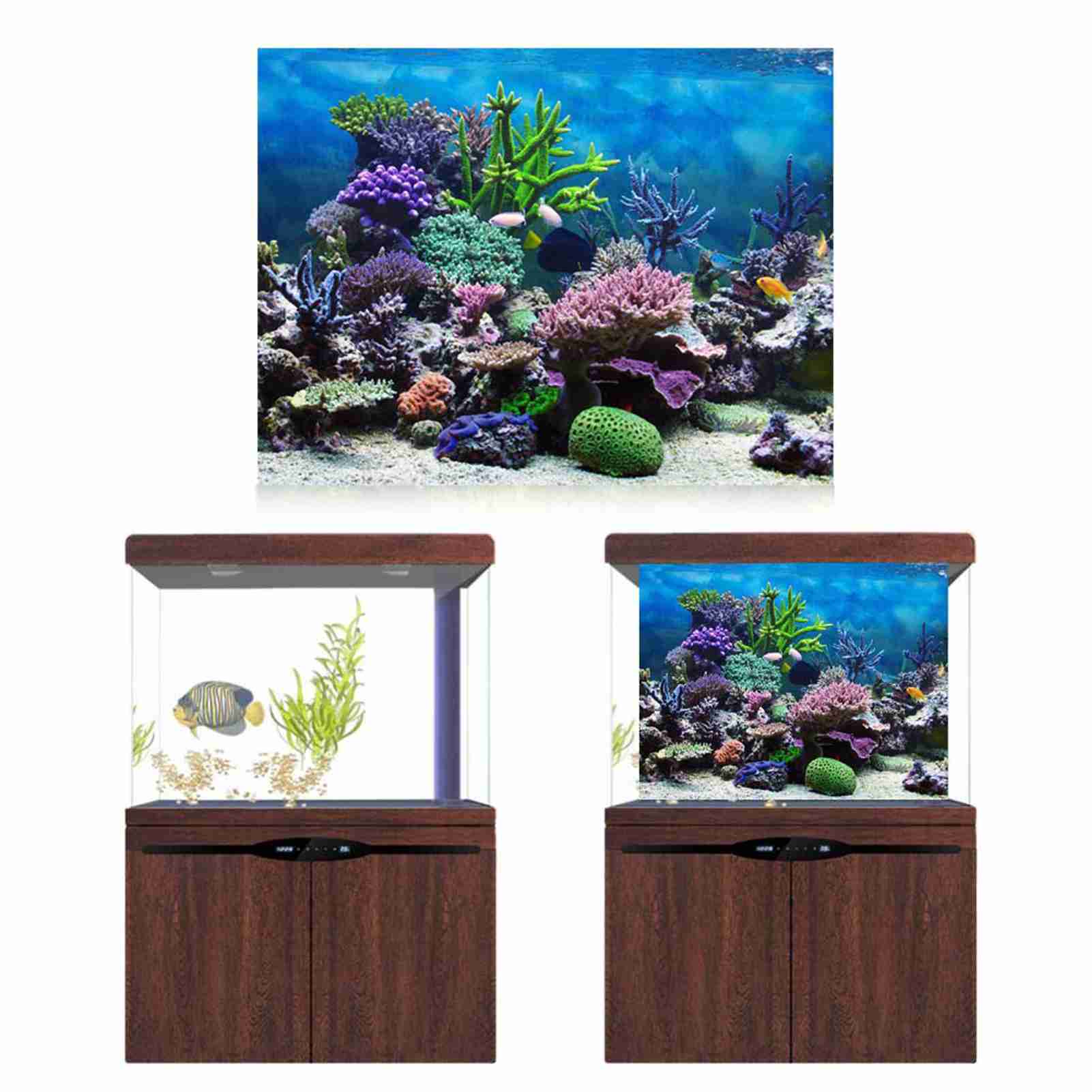 Aquarium Background, Fish Tank Background Double Sides Fish Tank for Fish Tank Decorations Multiple Sizes