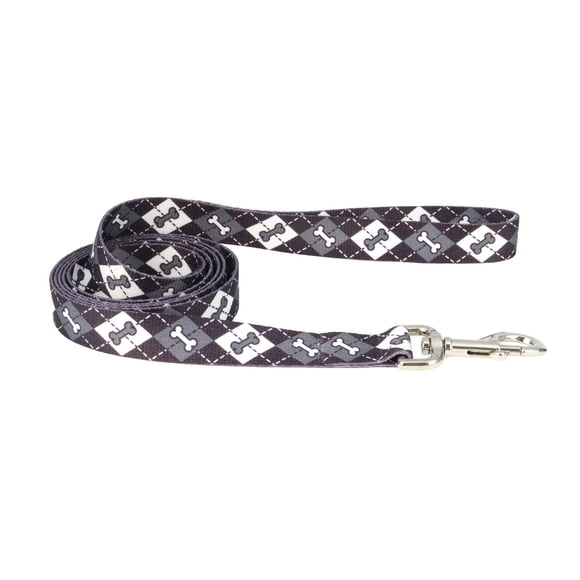 Pet Attire by Coastal 3/8 Pouces x 6 Pieds Laisse pour Chien Noire à Motifs d'Os Noirs