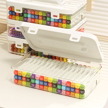 Boovnll Boîte à Crayons avec Couvercle et Poignée Empilable Grande Capacité Boîtes à Crayons en Plastique Transparent Couvercle Hermétique Fournitures Scolaires et de Bureau Organisateur de Rangement pour Trousse à Crayons