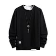 thumbnail image 1 of LUXUR Mens Fake Two Pieces Pullover Leisure Work Tops Black 4XL, 1 of 2