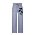 thumbnail image 4 of cllios Cotton Linen Pants for Men Palm Tree Tropical Print Beach Pants Regular Fit Elastic Waisted Drawstring Lounge Trousers with Pockets Lightweight Breathble Beachwear, 4 of 5