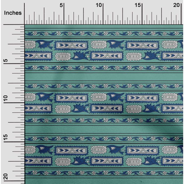 oneOone Viscose Chiffon Fabric Ethnic Block Printed Fabric 1 Yard 42 Inch Wide