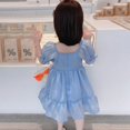 thumbnail image 3 of Filles d'Été de Couleur Pure Cou Carré Manches Bouffantes Robe de Princesse Coréenne Douce, 3 of 8