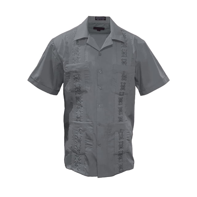Gravity Threads Mens Guayabera Summer Shirt - Charcoal - 2X-Large