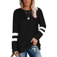 thumbnail image 1 of T-Shirts Décontractés à Rayures à Manches Longues pour Femmes, Col Rond, Hauts Unis, Blouse Ample Décontractée, 1 of 4