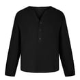 thumbnail image 4 of AherBiu Hauts à Manches Longues pour Femmes Blouse en Coton et Lin Demi-Boutonnage Col en V Hauts de Sortie pour Femmes, 4 of 5
