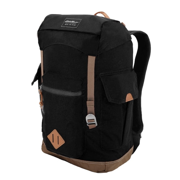 Eddie Bauer Bygone 25L Backpack with Top Loading Compartment and Twin Side Pockets, Black