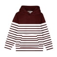 thumbnail image 3 of RXIRUCGD Girls Hoodie Lightweight Sweatshirt, Color Block Striped Pullover Sweatshirt Fall Fashion Girls Clothes, Girls Wine Sweatshirt Size 11-12 Years, 3 of 7