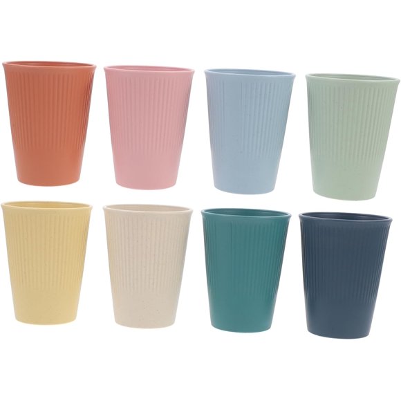 Generic 8pcs Decorative Wine Cup Multi Use Cocktail Cups for Juice Soda and Reusable Vertical Stripe Design