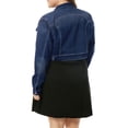 thumbnail image 3 of GRACE & GRANDEUR Women's Plus Size Jean Button Outfits Fashion Cropped Denim Jackets 1X Dark Blue, 3 of 7