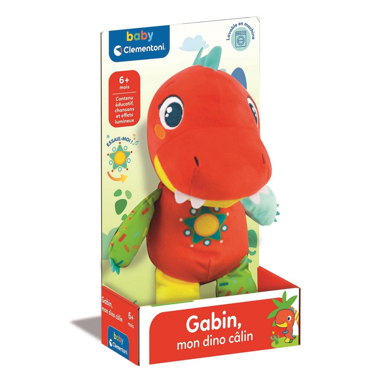 Clementoni Baby - Peluche Dinosaure - inclut des mélodies amusantes - stimule le développement multisensoriel des bébés - À partir de 6 mois