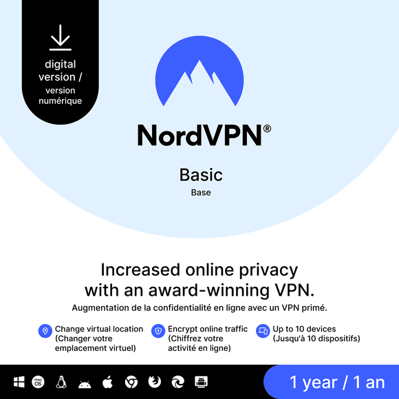 NordVPN Basic 1-year subscription for 10 Devices (Digital Download)