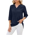 thumbnail image 1 of RKSTN Tops for Women Trendy 2024 Spring Summer Solid Color Lace V-neck Short Sleeve T-shirt Temperament Loose Plus Size Tops, 1 of 4