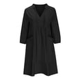 thumbnail image 4 of Weiqiqre Robes pour Femmes, Robes Décontractées Amples à Col en V pour Femmes à Manches 3/4 avec Poche en Solde, 4 of 6