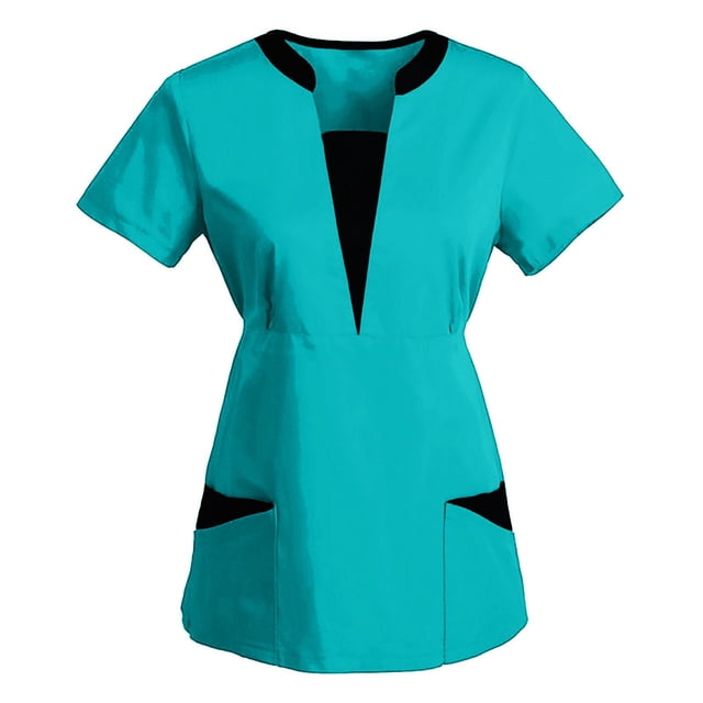 T-shirts pour Femmes, Chemise à Manches Courtes Décontractée, Col en V, Hauts pour Femmes, Bleu S