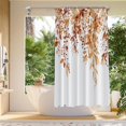 thumbnail image 4 of Leaf Pattern Shower Curtain 100X70Cm, Orange Botanical Leaves Kitchen Window Curtains Over Farmhouse Flower Fall Small Window Cafe Short Curtains for Bathroom Tier Drapes, 1 Shower Curtain, 4 of 8