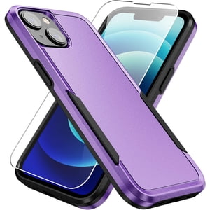 Heavy Duty Phone Case Designed for Apple iPhone 15 Case with 1Pc Tempered Glass Screen Protector, Shockproof Dropproof Anti-Scratch Phone Case Cover for Apple iPhone 15,Purple