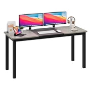 Spacious 63 Inch Computer Desk - Modern Office & Gaming Table with Sturdy Metal Frame, Large Writing Workstation for Home or Study, Doubles as Dining Table, Black+Gray, Width 60cm