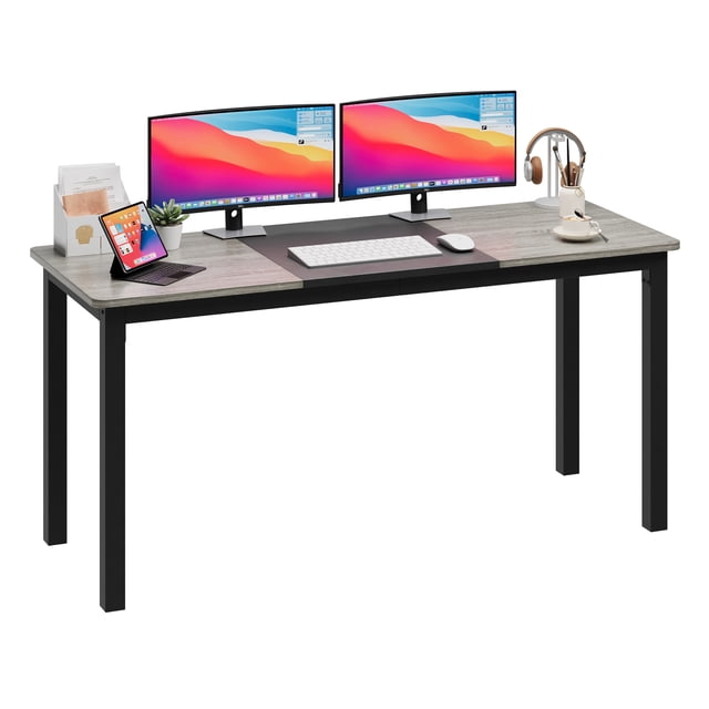 Computer Desk – Large Office Desk with Storage, Modern Writing Desk for Home Office, Study, Available in 63" or 70.9" Width, 23.6" or 31.5" Depth – Black+Gray / Black+Retro / Retro Color