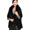 thumbnail image 1 of LinYooLi Poncho Cape en Fausse Fourrure pour Femmes, Col Châle, Couleur Unie, Ouvert devant, pour Automne Hiver 2022, 1 of 4