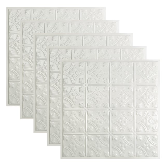 Great Lakes Tin Hamilton Gloss White 2ft x 2ft Lay In Ceiling Tiles (5 Pack)